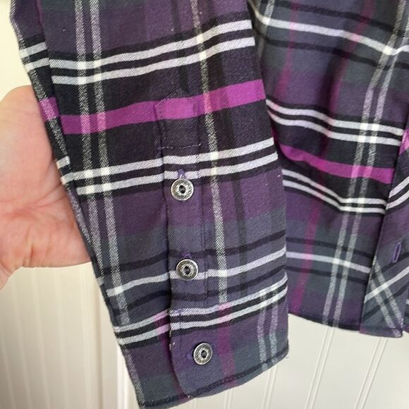 KUHL women’s purple and black plaid flannel long sleeve shirt size Small - Picture 5 of 16